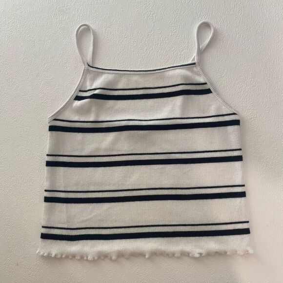 Forever 21 Striped Ribbed Knit Cami Crop Top | Size S | Y2K Minimalist Aesthetic - Picture 1 of 5